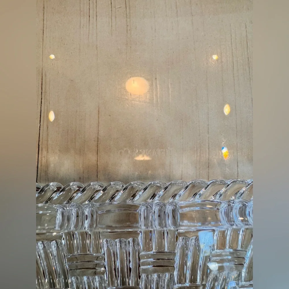 Tiffany & Co. Woven Collection Crystal Square Platter Tray 12”